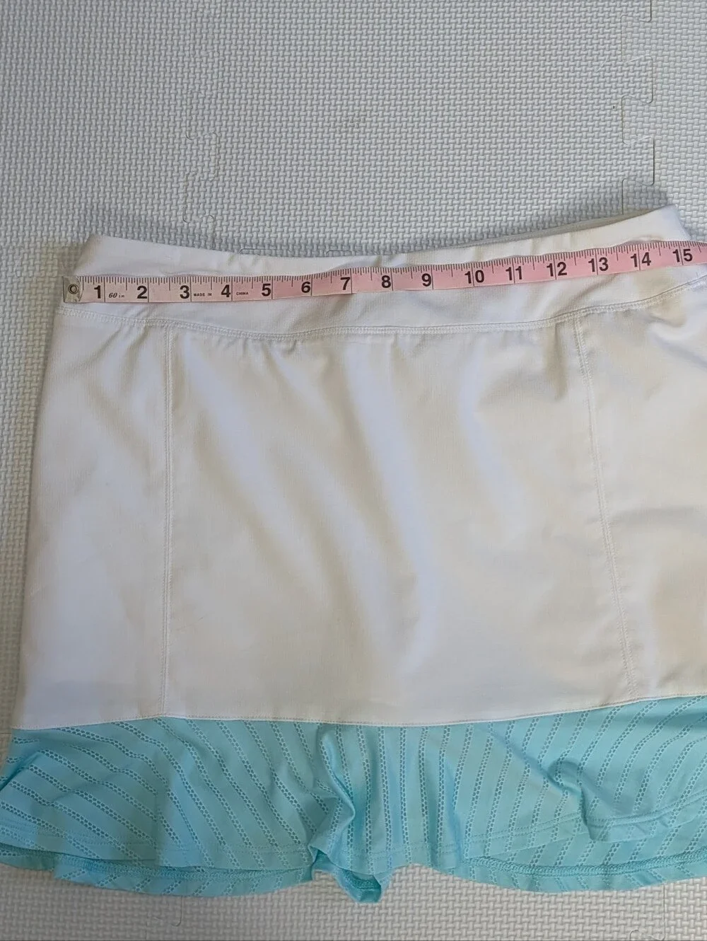 Adidas Skirt Small White Aqua Ruffle Tour Mesh Tennis Skort Athleisure